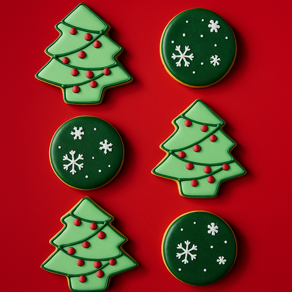 Christmas Tree & Wreath Iced Cookies