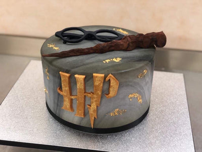Harry Potter Themed Cake (With Gold Leaf)