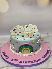 Rainbow and Clouds Birthday Cake