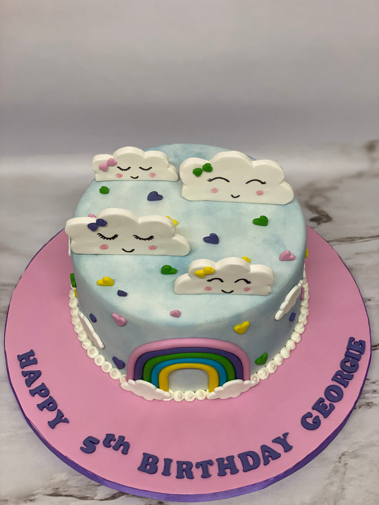 Rainbow and Clouds Birthday Cake