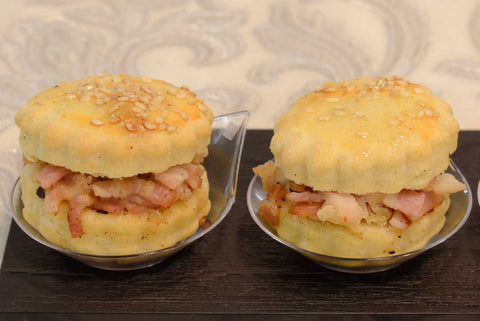 Cheddar cheese scones with honey roasted ham and mustard - Mannarinu - 2