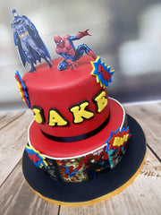 Spiderman & Batman Themed Cake