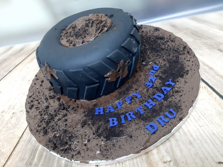 Muddy Tyre Themed Cake